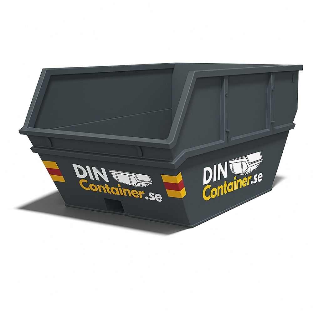 Grå Liftdumpercontainer 10 m³, öppen modell för bygg- och trädgårdsavfall – Hyr Sveriges bästa container hos dinContainer.se.